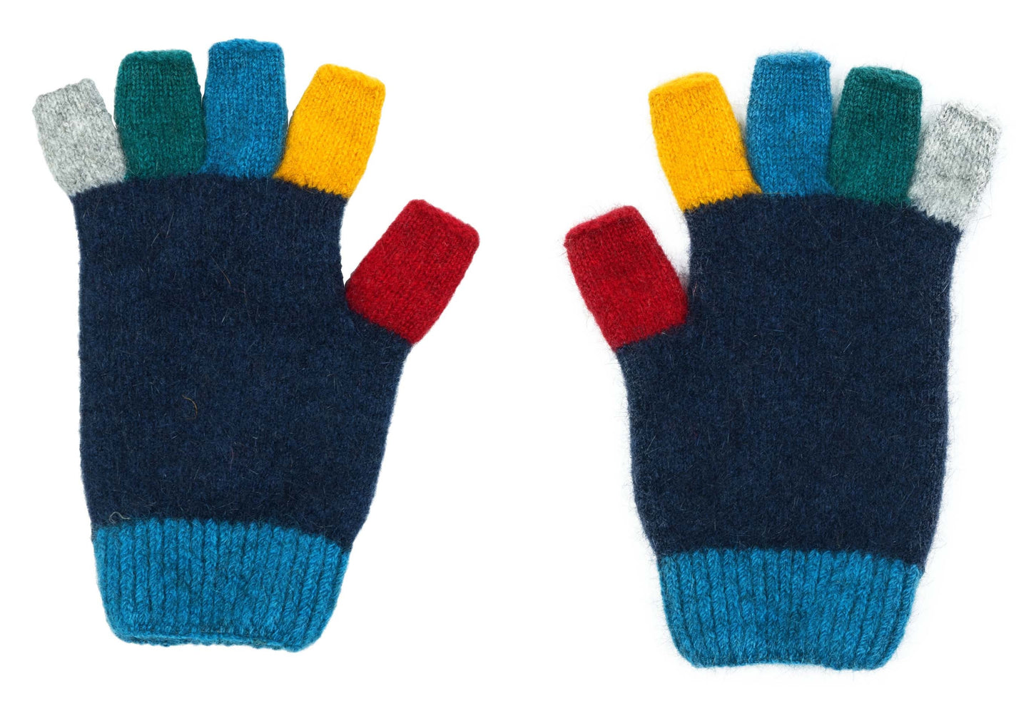 Childrens multicoloured fingerless gloves