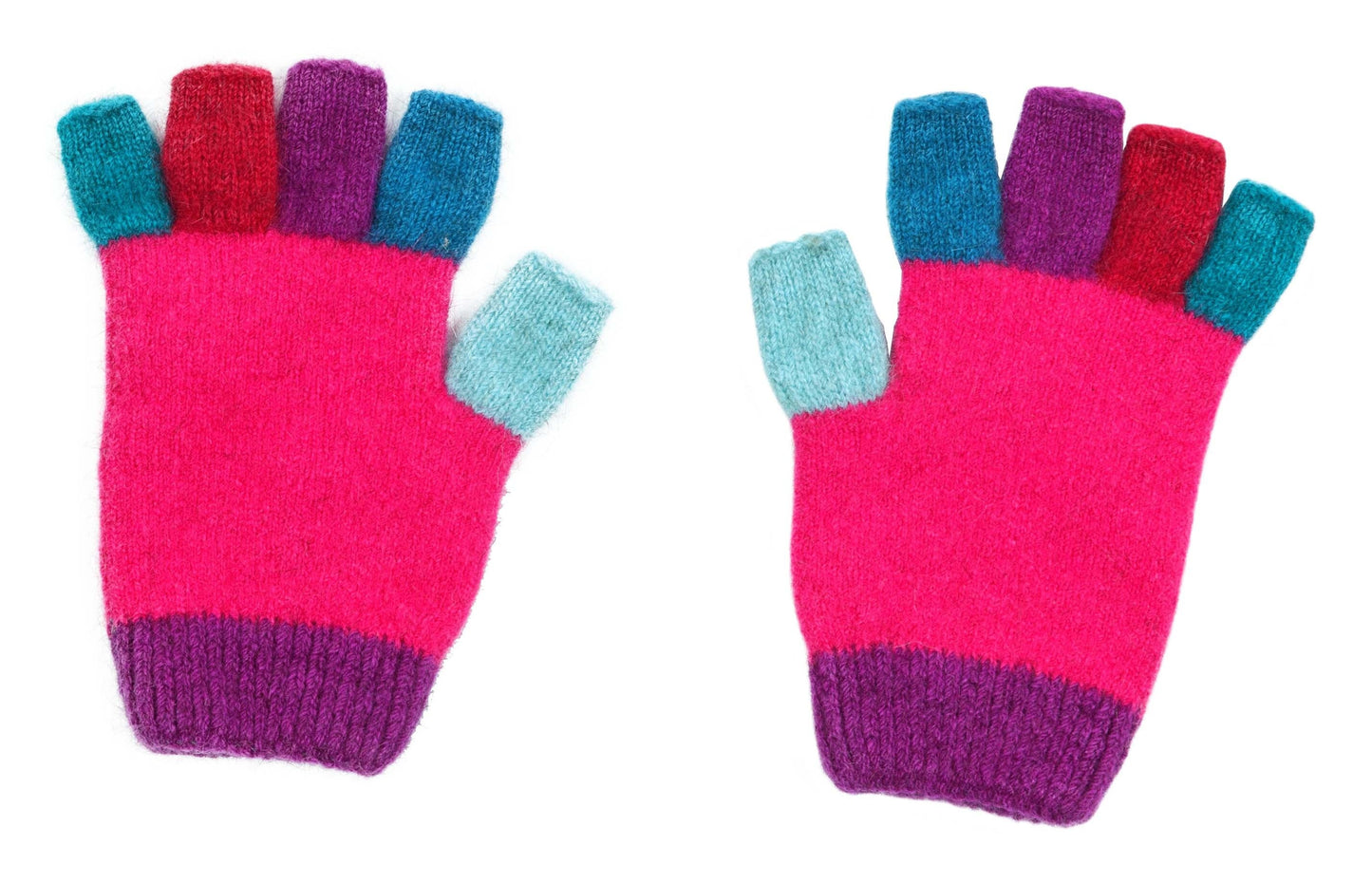 Childrens multicoloured fingerless gloves